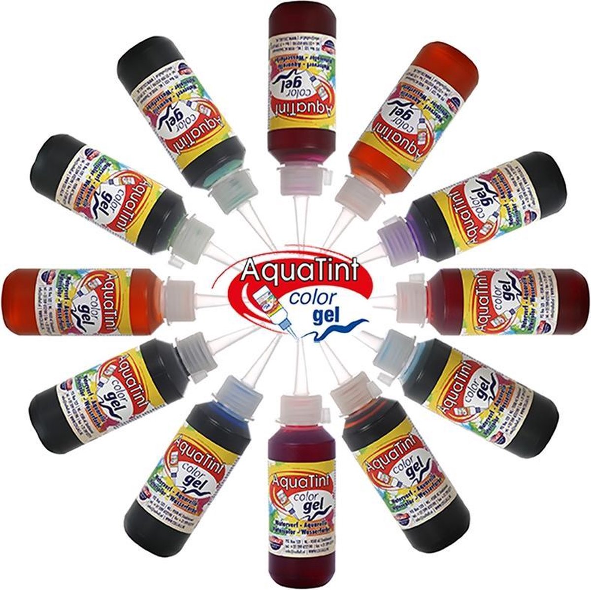 Aquatint Color GEL 100ml set van 12 kleuren assortiment