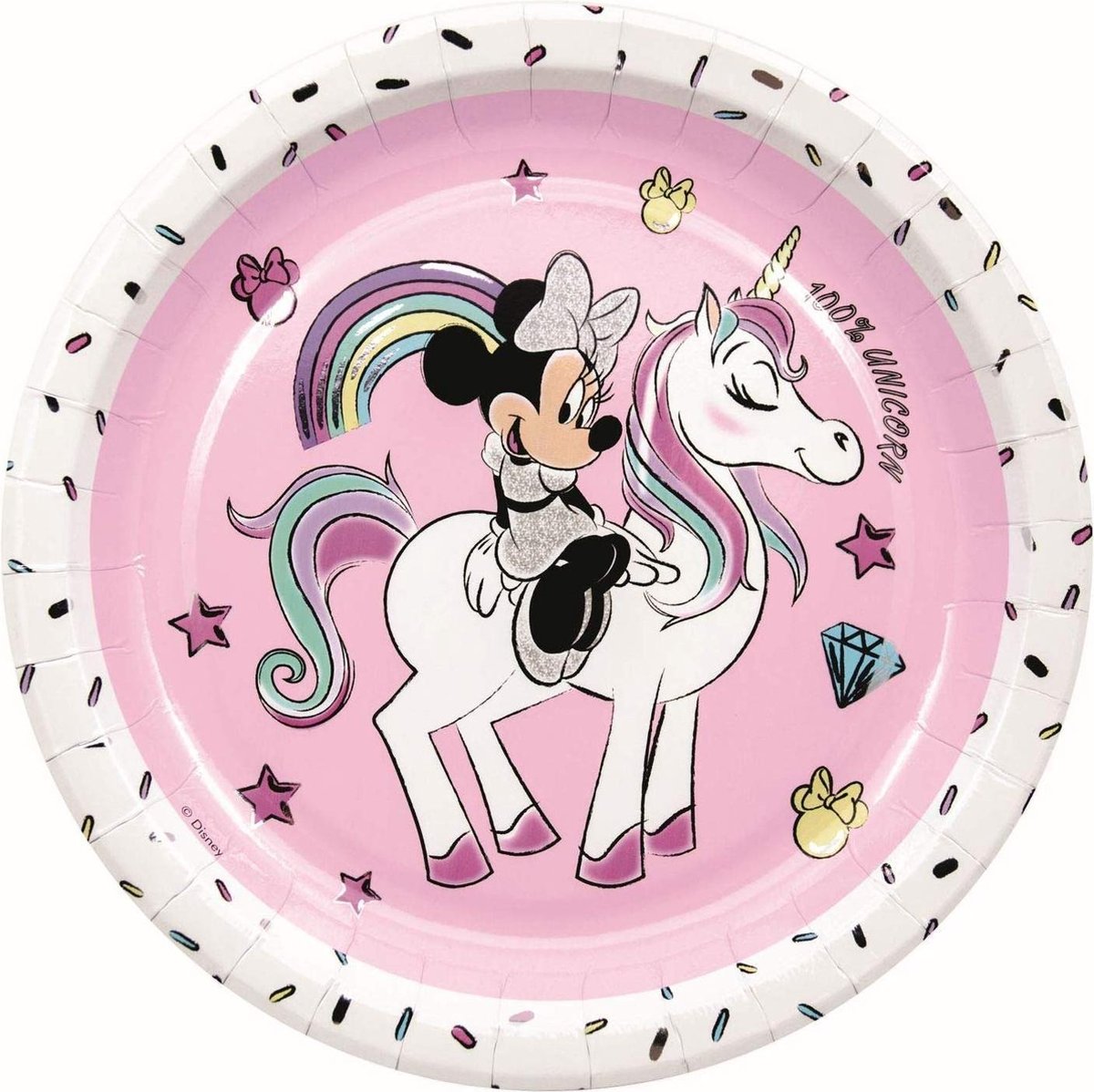 Procos Feestborden Minnie Unicorn Roze 23 Cm 8 Stuks