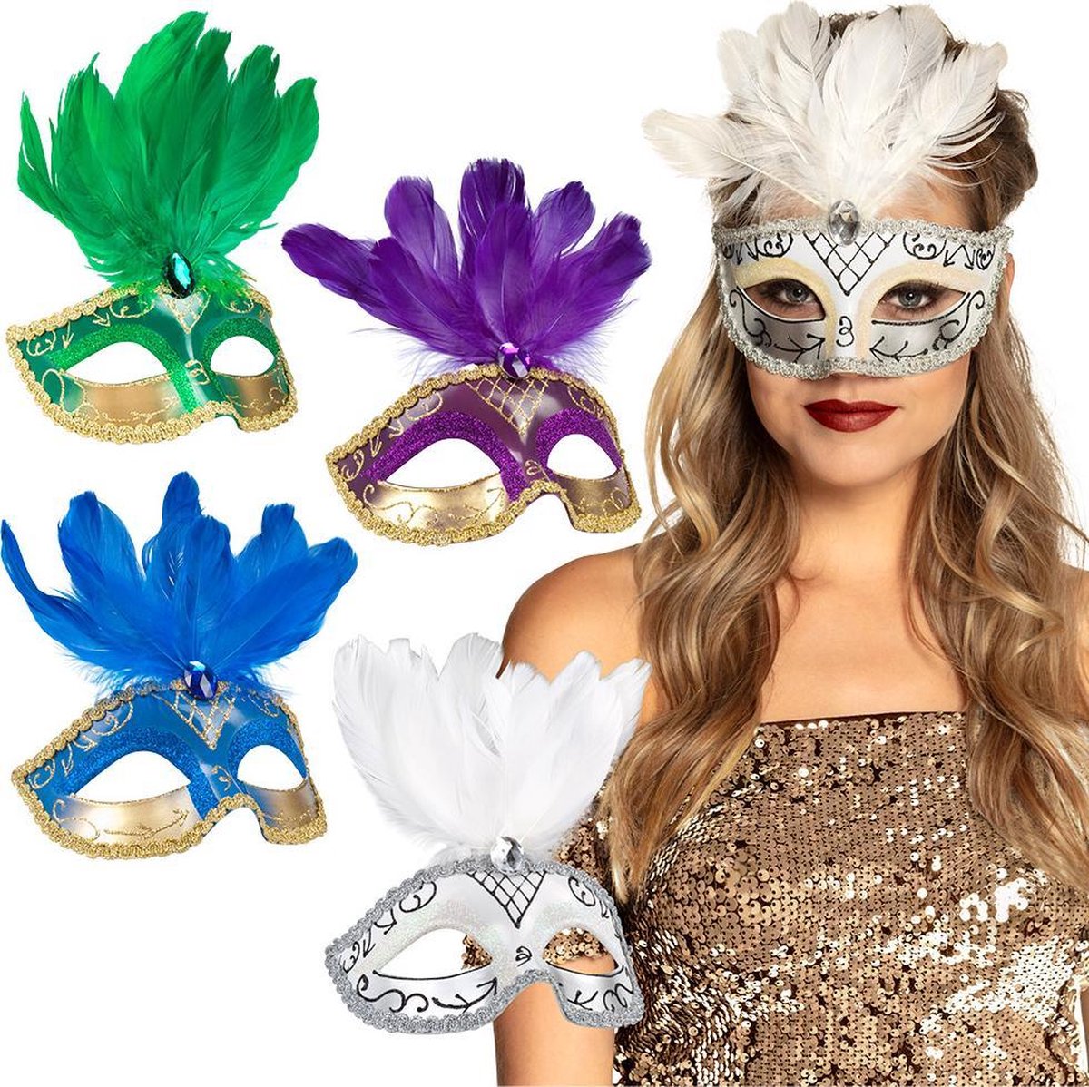 St. Oogmasker Venice piuma 4 kleure