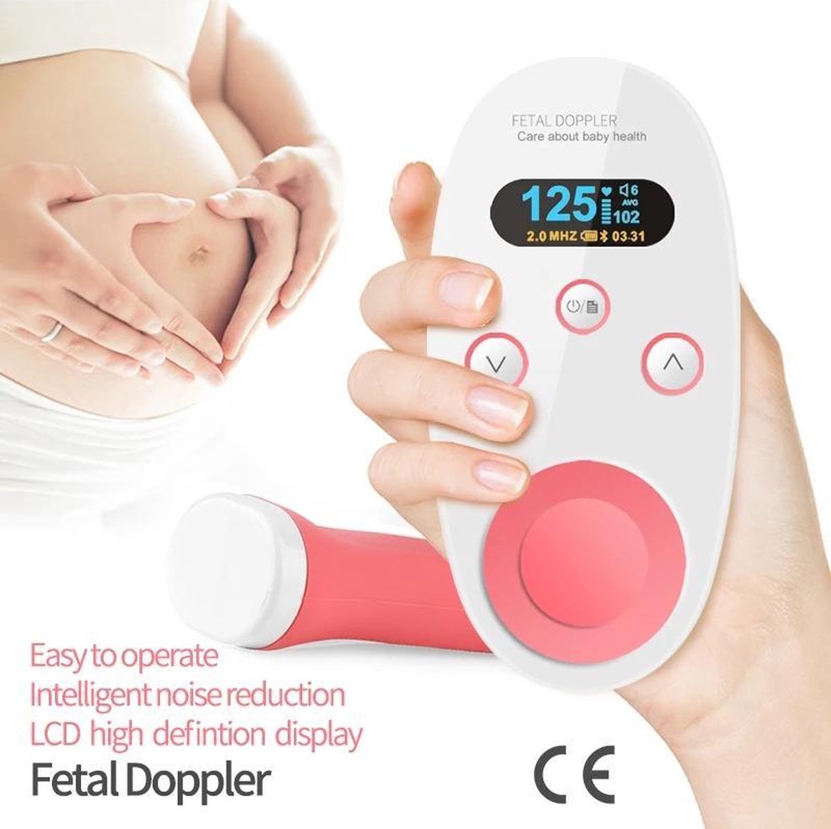Dealingtoday.  Baby Doppler -  zwangerschapscadeau - Baby Hartje Monitor - Beluister en Meet de Babyhartslag