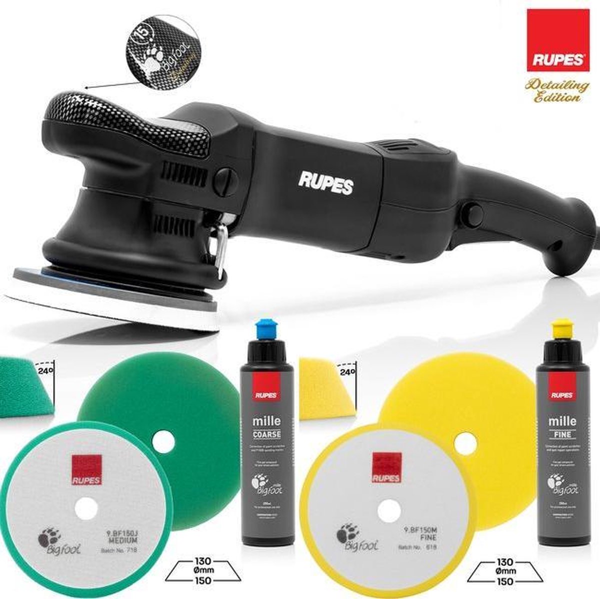 Rupes LHR15ES Incl 2x pads en 2x Polijstpasta
