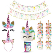 Fissaly® 53 Stuks Roze Eenhoorn Verjaardag Decoratie Versiering – Unicorn Topper Set – Kinderfeest – feest