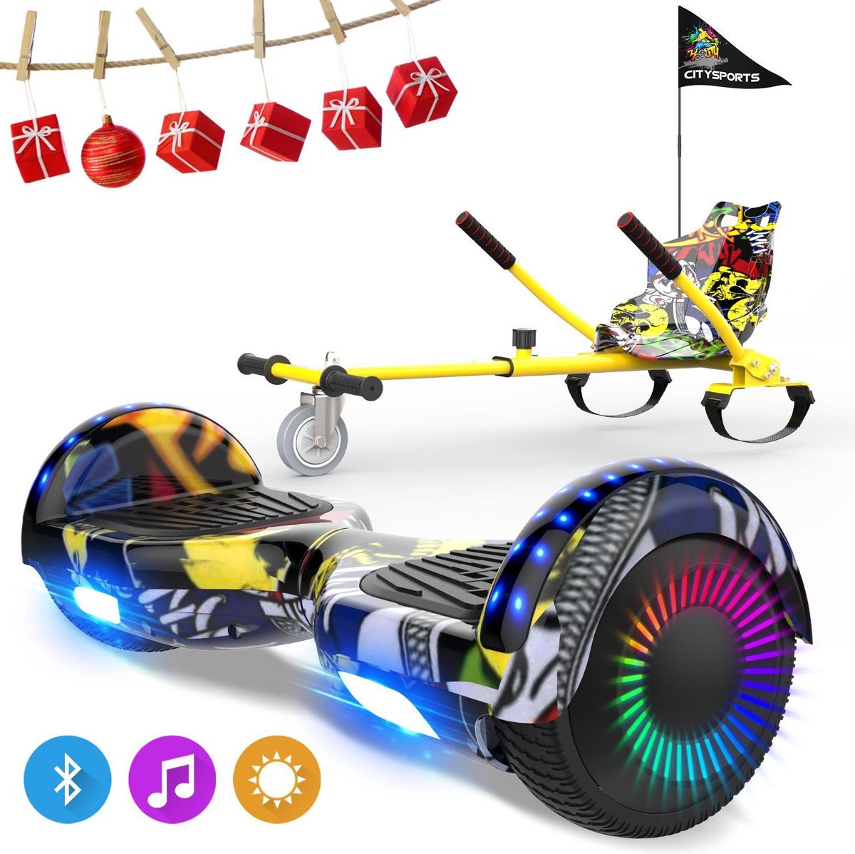 Evercross 6.5 inch Hoverboard met Flits Wielen