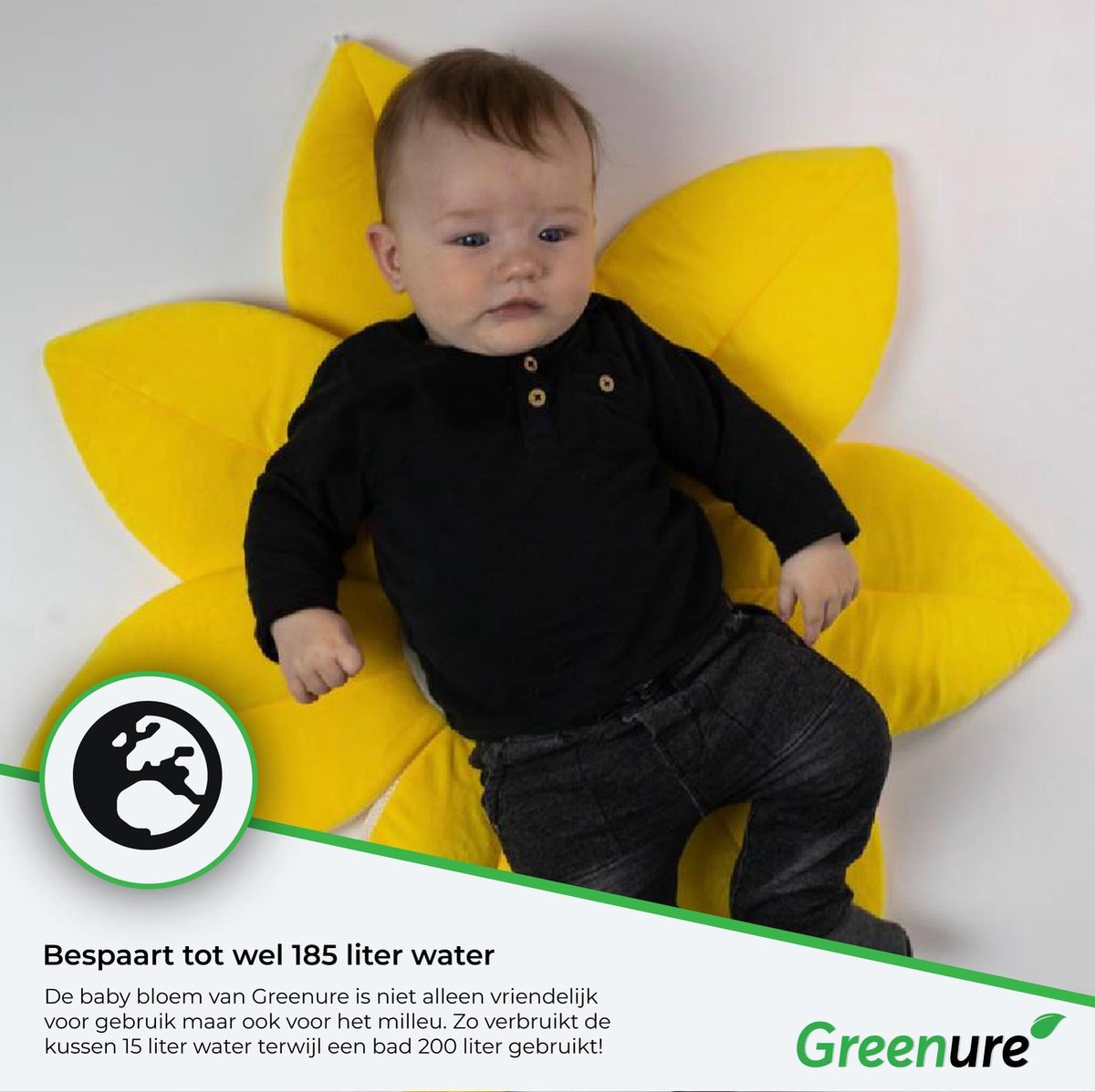 Bad bloem Greenure - Baby Bloem - gootsteen bad - Badkussen - Veilig - Badkussen voor baby’s - Duurzaam - 100% Polyester - babyshower