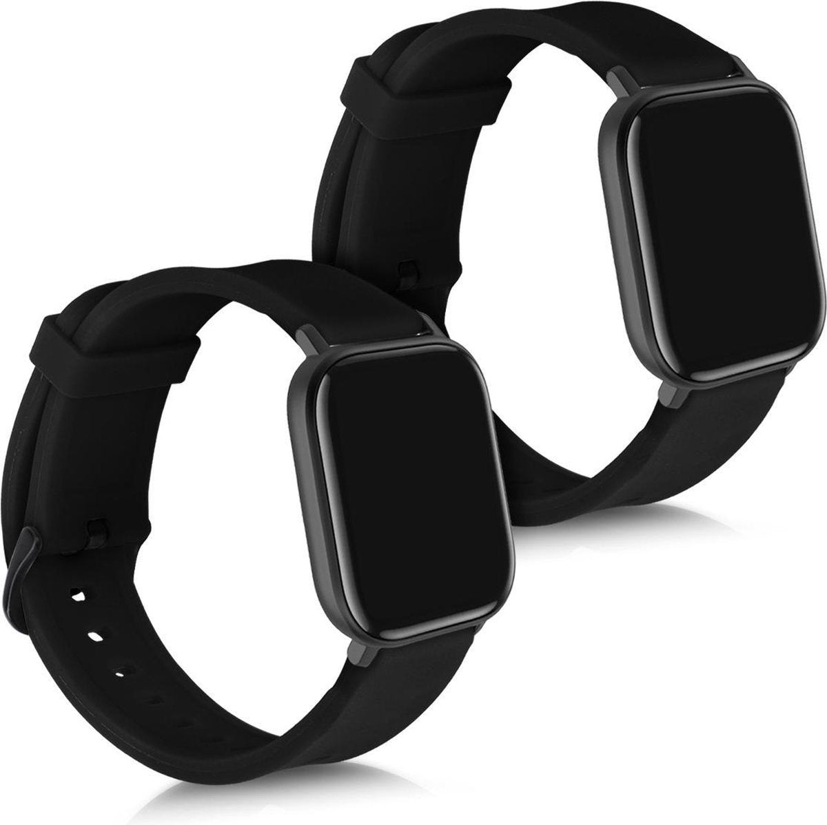 kwmobile 2x horlogeband voor Huami Amazfit GTS / GTS 2 / GTS 2e - siliconen band voor fitnesstracker - zwart