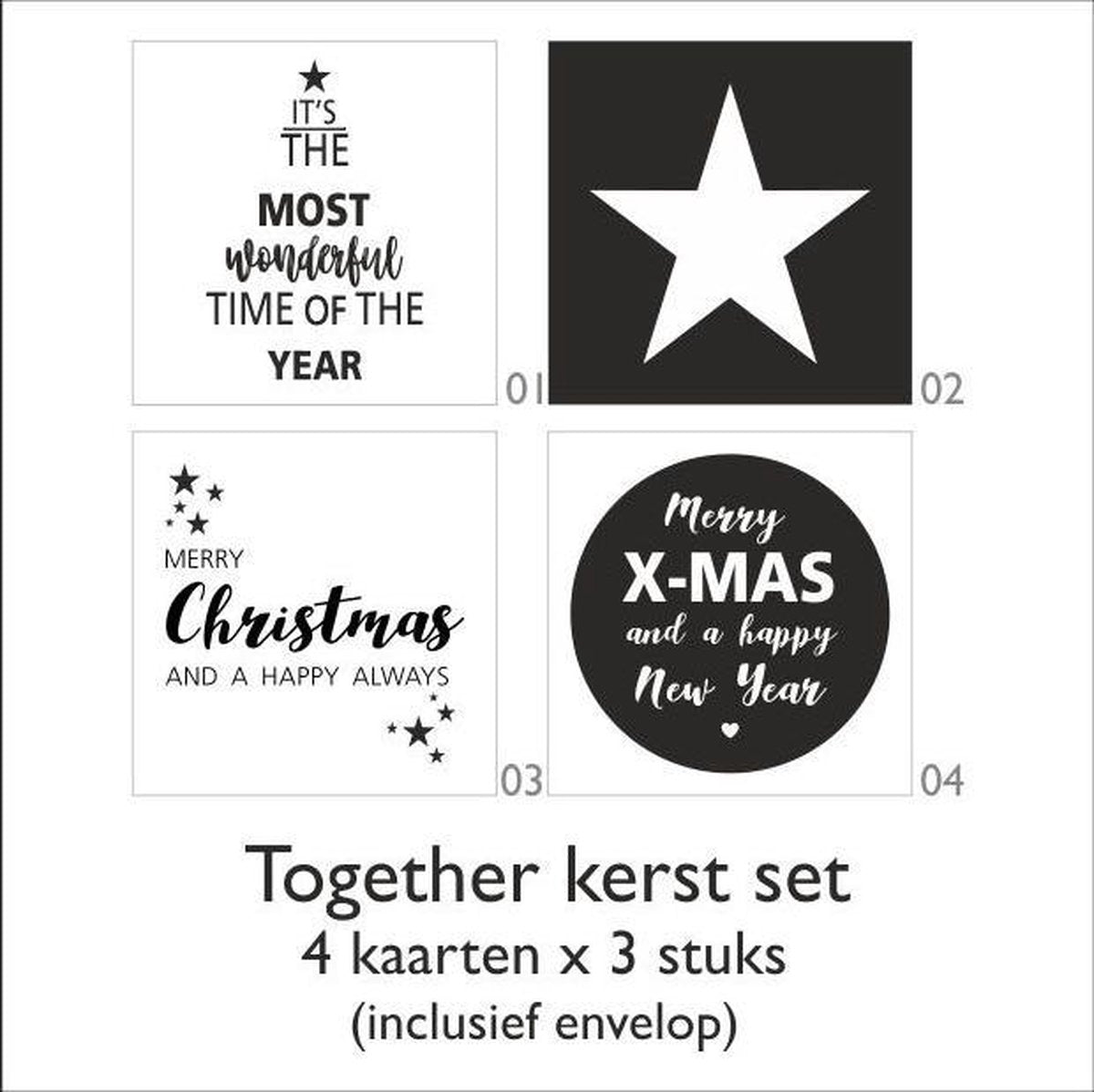 Wenskaarten - Kerstkaarten - Set van 20 stuks