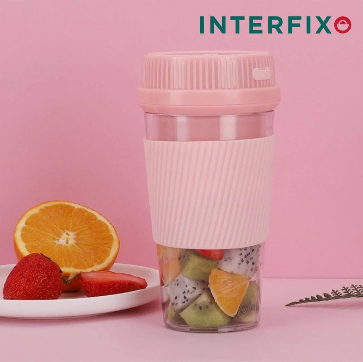 InterFixo Portable Mini Blender | Smoothie Maker | Portable Blender | Draagbare Smoothie Blender | Blender To Go | Roze