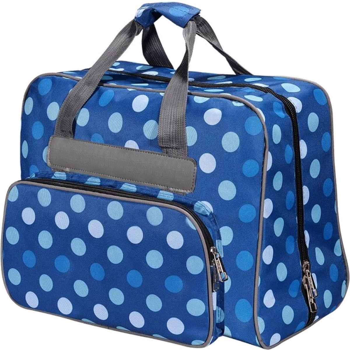 Naaimachine tas blauw met  polkadots