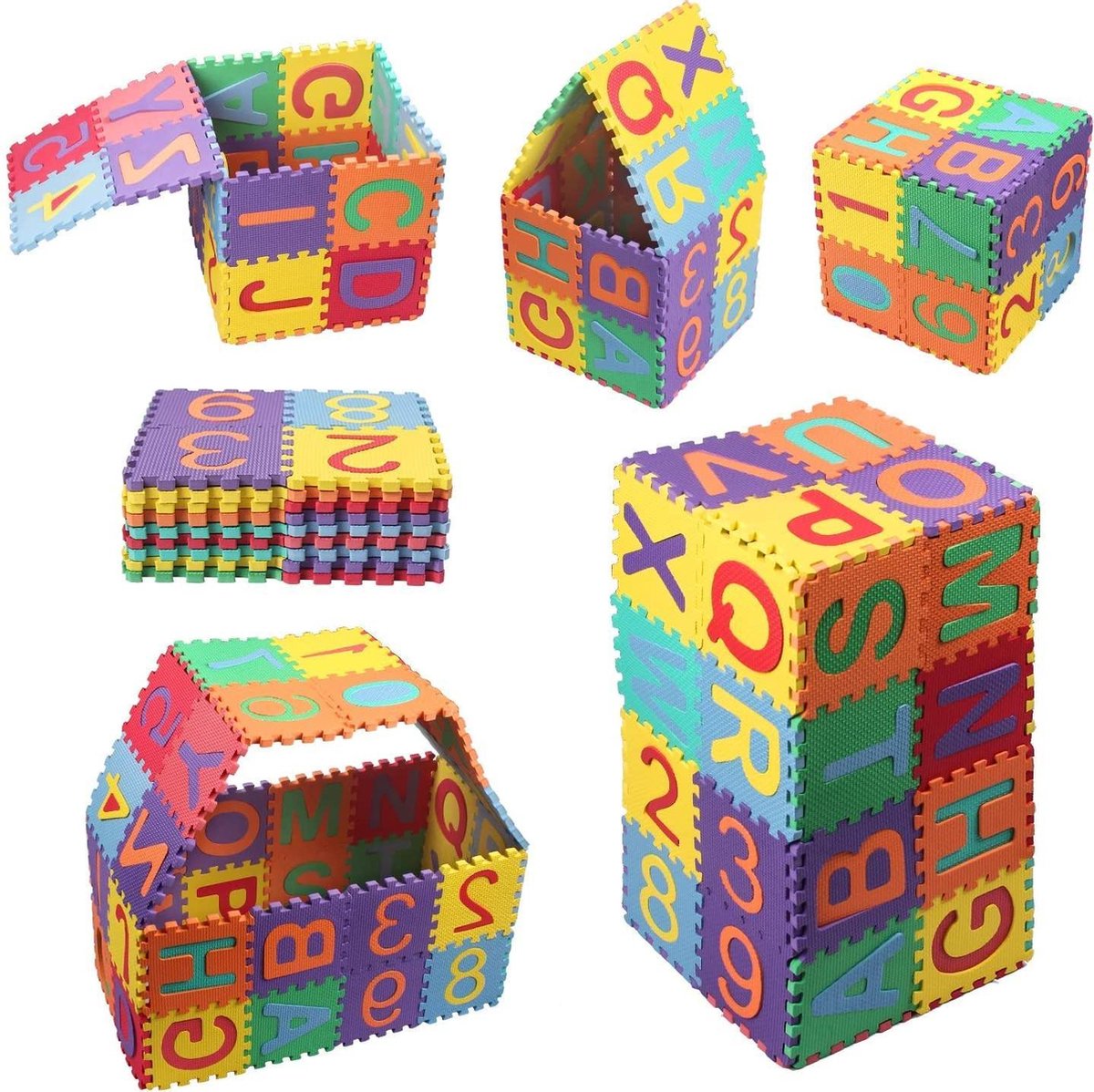 Puzzelmat | Kinderspeeltapijt | Kinderpuzzelmat | Letters van A tot Z | Cijfers van 0 tot 9 | 36 Stuks | 15 x 15 cm