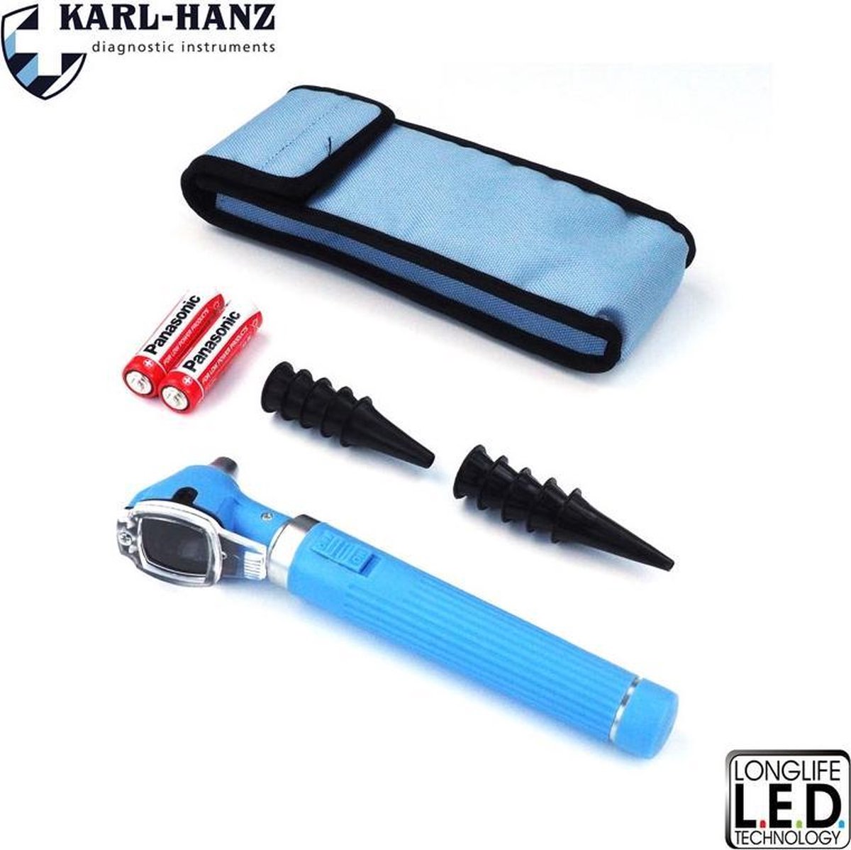 Karl-Hanz Fiber Optic Otoscoop lichtblauw met LED verlichting