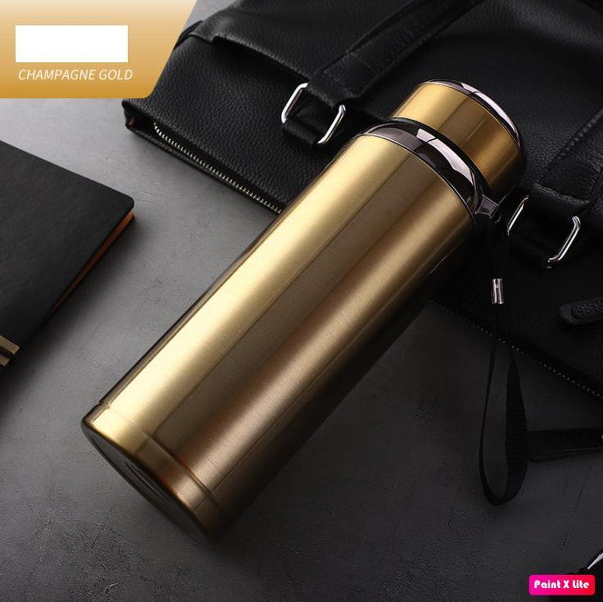 MIRO Thermosfles RVS Isoleerfles Goud  600ML Uitneembaar Theefilter