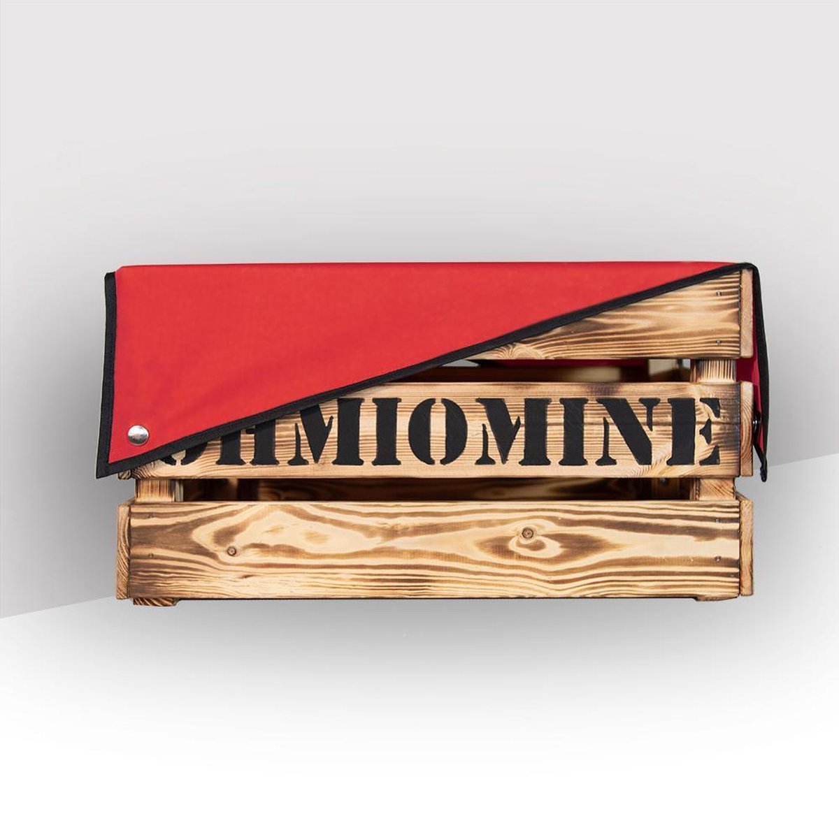 Ohmiomine Transporter Fietskrat Gebrand Hout inclusief Race Rood Afdekhoes