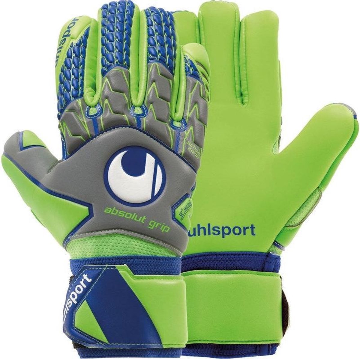 Uhlsport Tensiongreen Absolutgrip Hn Keepershandschoenen - Donkergrijs / Fluo Groen / Marine | Maat: 10