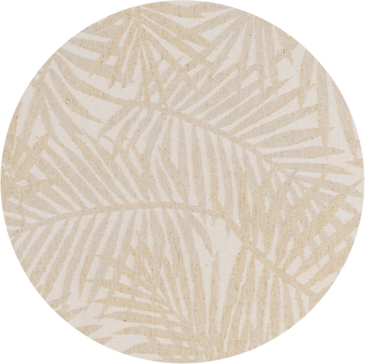 MixMamas Rond Tafelkleed Gecoat Jacquard - Ø 160 cm - Palm Leaves- Beige