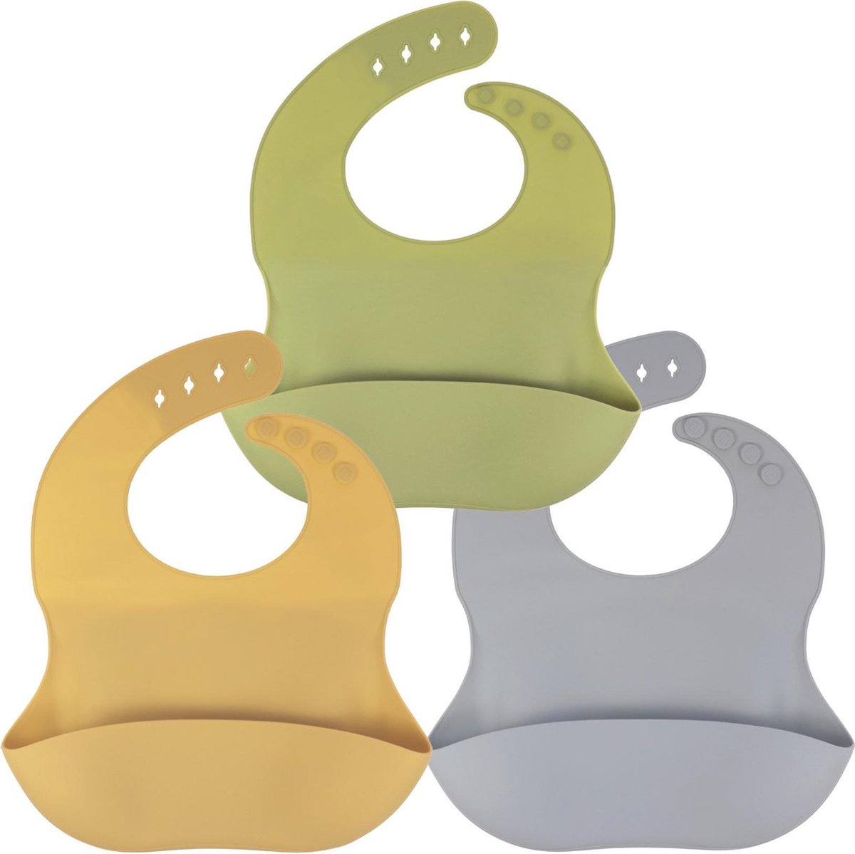 Siliconen slabbetje KliederZ – slab met opvangbakje set 3 stuks slabbers baby jongen – waterdicht - kraamcadeau - SB02