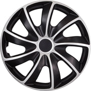QUAD BICOLOR CS - wieldoppen 15 "- Zwart /Zilver - set van 4 stuk!