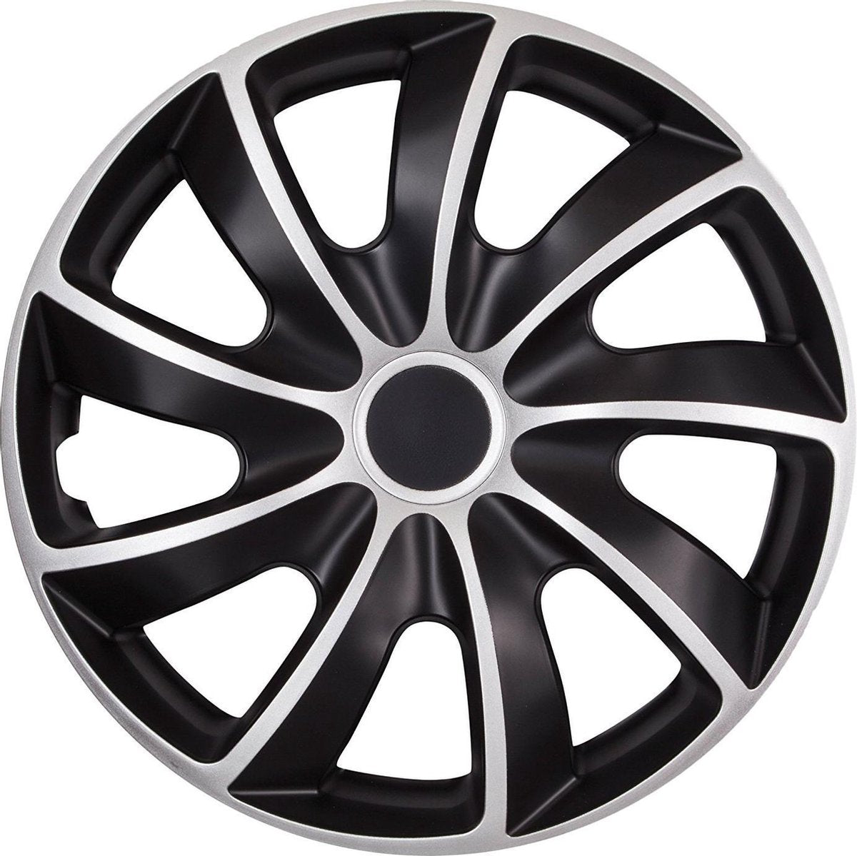 QUAD BICOLOR CS - wieldoppen 15 "- Zwart /Zilver - set van 4 stuk!