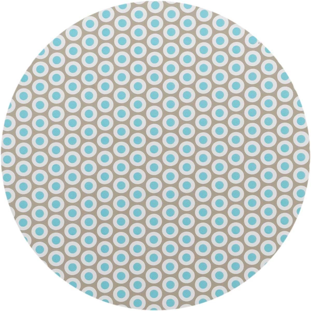 MixMamas Rond Tafelzeil - Ø 140 cm - Oogjes - Taupe/Turquoise