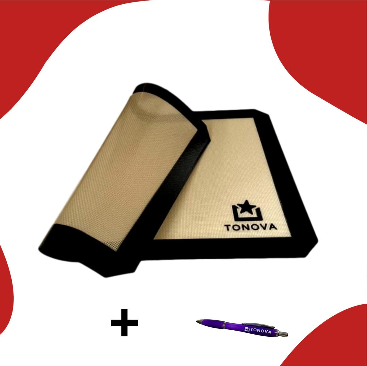 Siliconen Bakmat + Tonova Pen - 30x42 - Deegmat - Patisseriemat - Herbruikbaar - Vaatwasser bestendig - Anti Aanbak - Eco - Cadeau