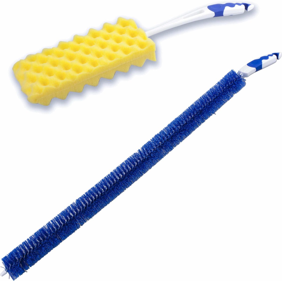 2- Delige verwarming schoonmaakset blauw/wit - schuimborstel - Radiator borstel 60 cm