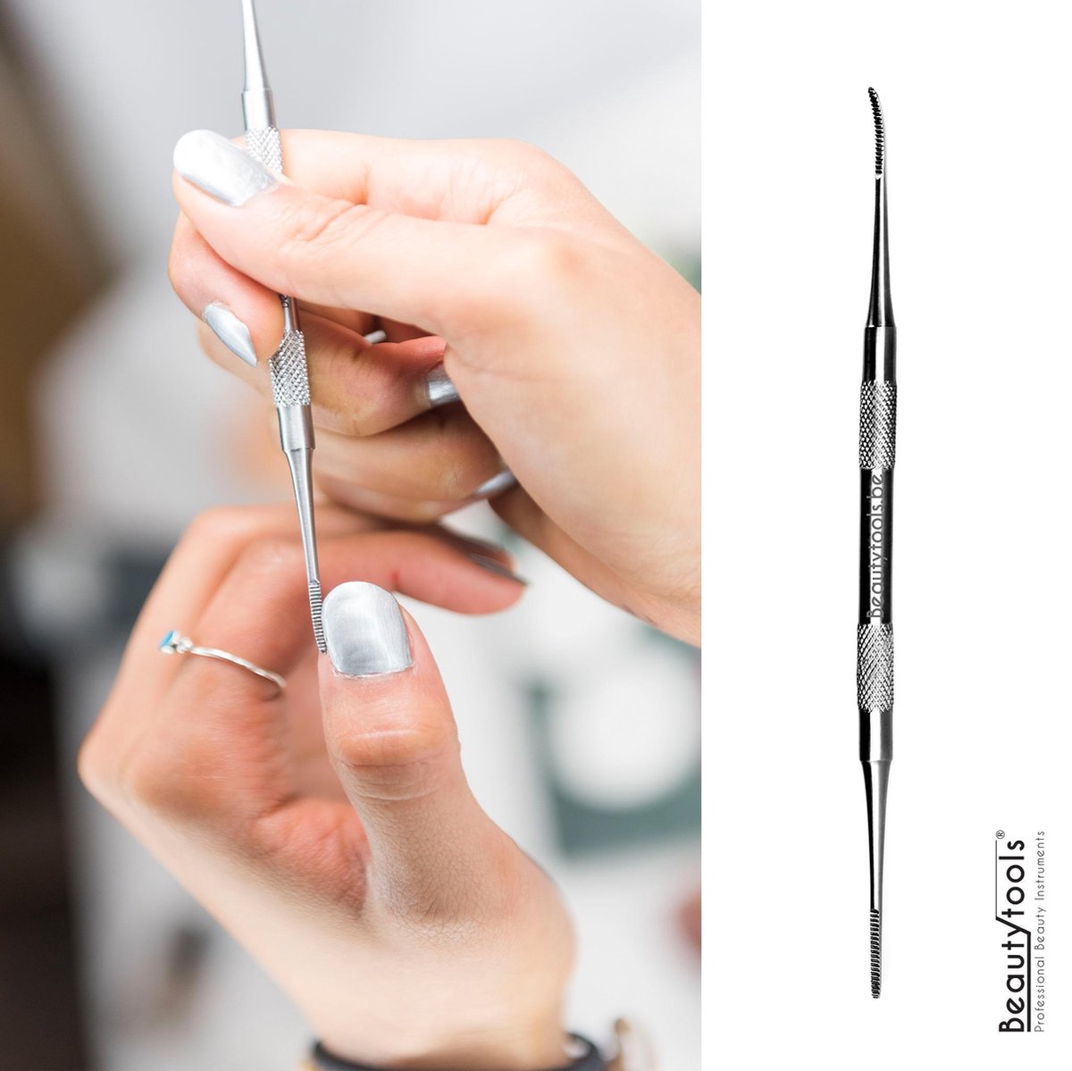 BeautyTools INOX Pedicure Hoekvijl Voor Wegvijlen Van Ingroeiende Teennangels - Hoekvijl Dubbelzijdig - Recht/Gebogen 1 mm (NC-0409)