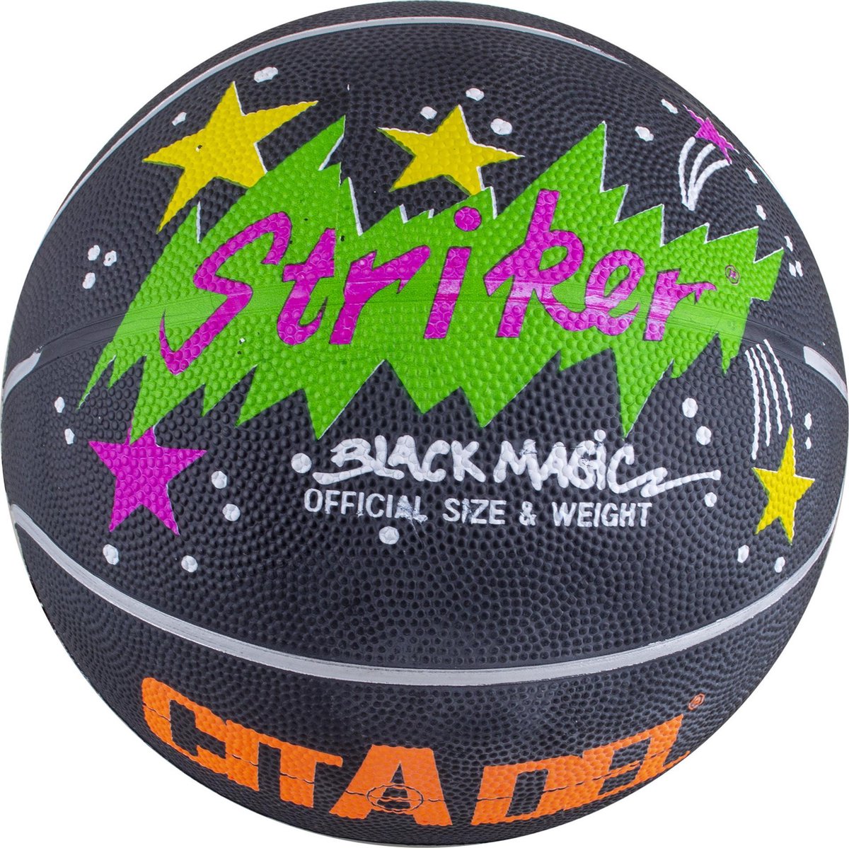 STRIKER basketbal Citadel Black magic - kleur zwart - official size and weight  + GRATIS draagnetje en ventiel om op te blazen