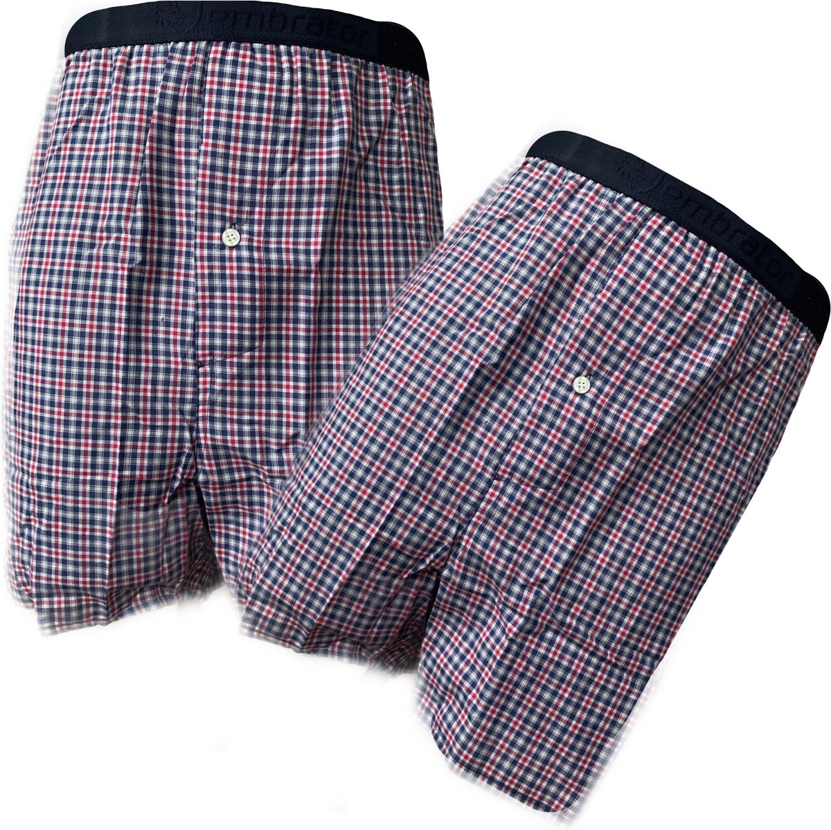 Embrator 2-stuks mannen Boxershorts geweven katoen donkerblauw/rood 4XL