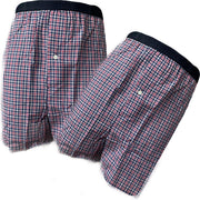 Embrator 2-stuks mannen Boxershorts geweven katoen donkerblauw/rood 4XL