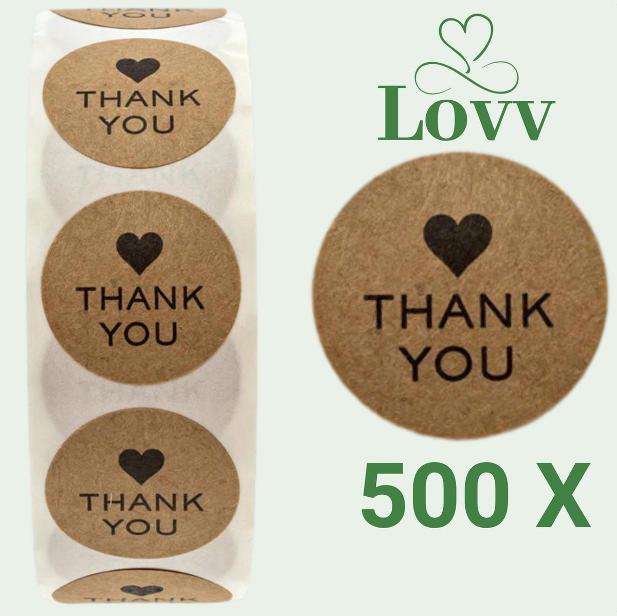 Stickers-Thank You- Sluitstickers-500 stuks Stickers op rol