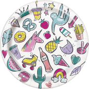 Feestborden Birthday Icons 18 Cm Wit 8 Stuks