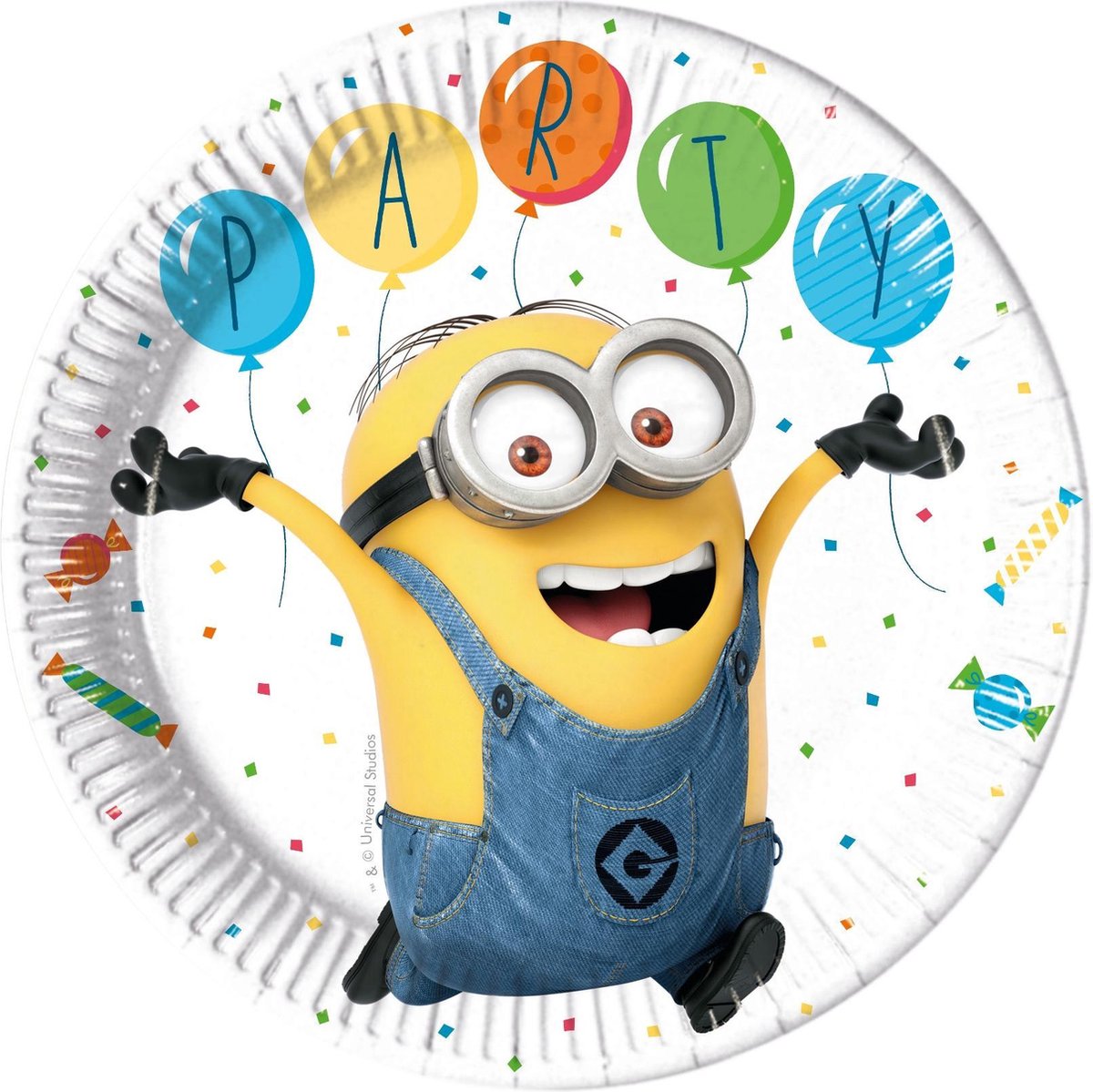 PROCOS - 8 kartonnen Minions balloon party borden - Decoratie > Borden
