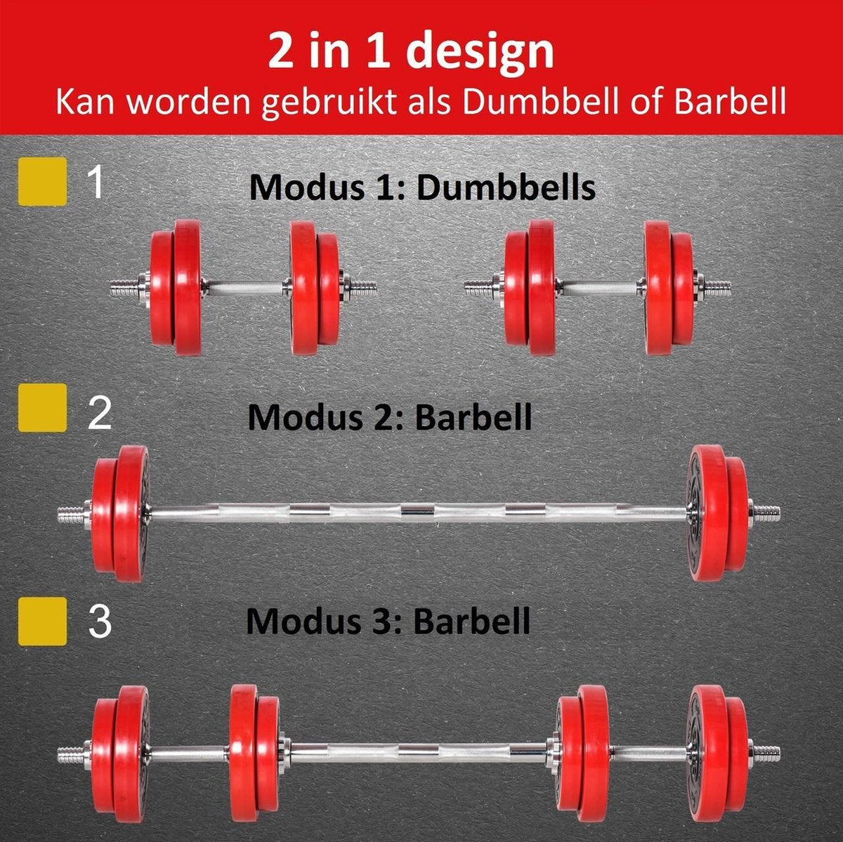 Dumbbell set - Barbell set - Halter - Gewichten - Halterset - Halters - Halterstang met gewichten - 20 Kg