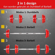 Dumbbell set - Barbell set - Halter - Gewichten - Halterset - Halters - Halterstang met gewichten - 20 Kg