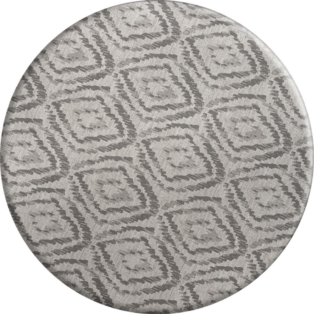 MixMamas Rond Tafelkleed Gecoat - Ø 160 cm - Grote etnische ruit - Grijs