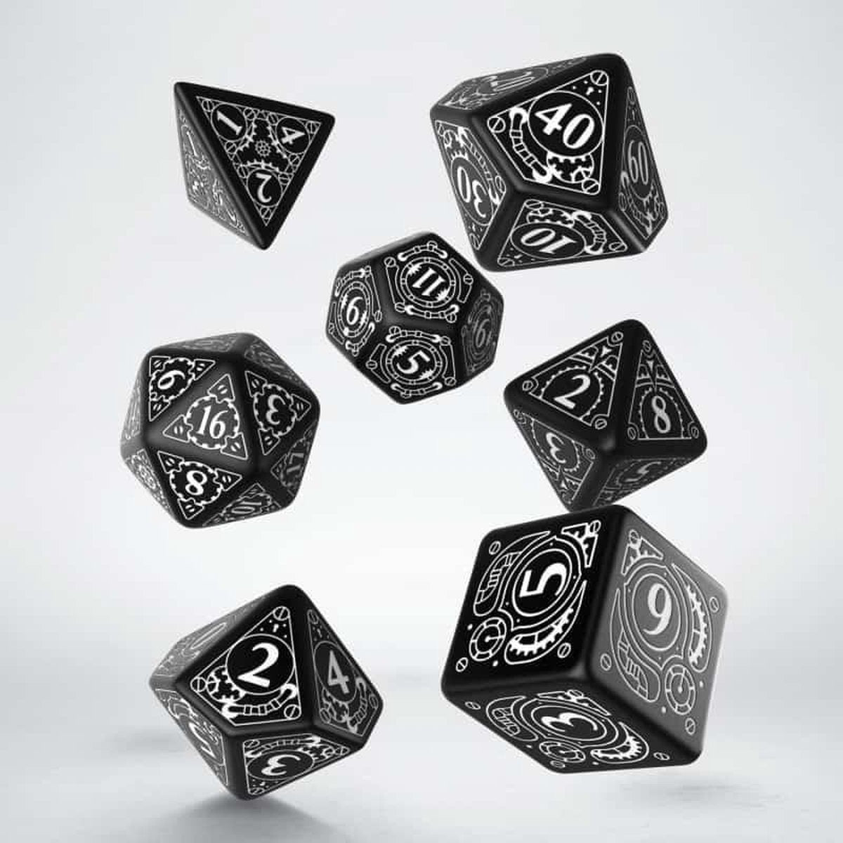Steampunk Black & white Dice Set