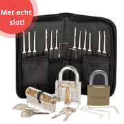 Uitgebreide Lockpick set - Lockpicking - Inclusief echt slot - 2 oefensloten - Lockpicken voor beginners en professionals - Gratis Ebook