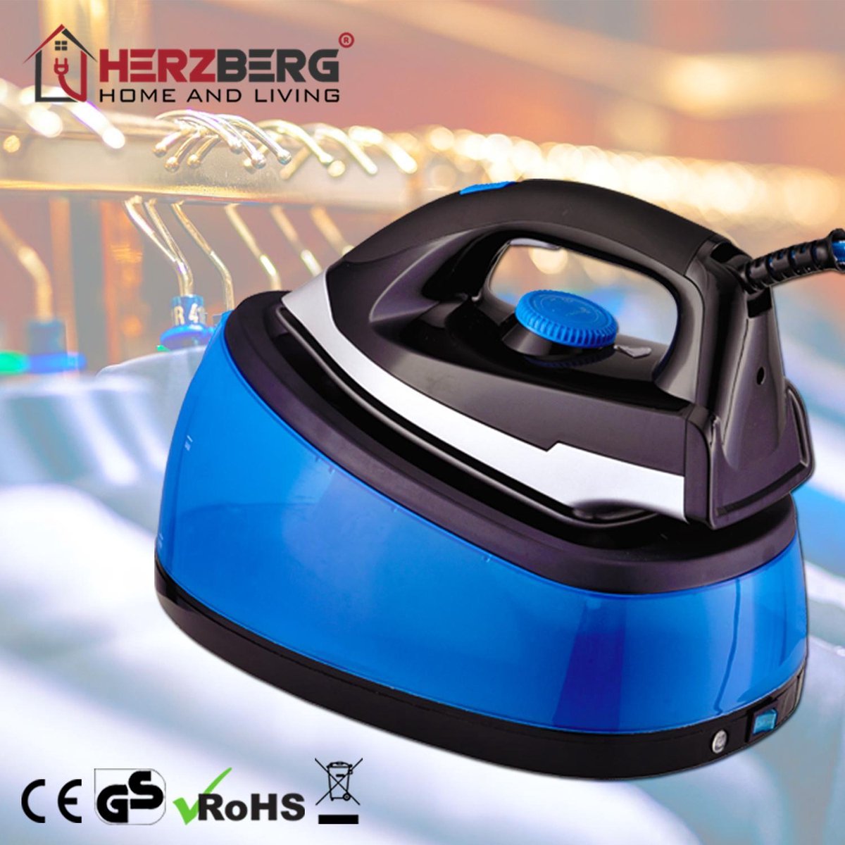 Herzberg - Stoomstrijkijzer - Strijkijzer Met Stoomstation - 1.8L - 2200w - HG8039