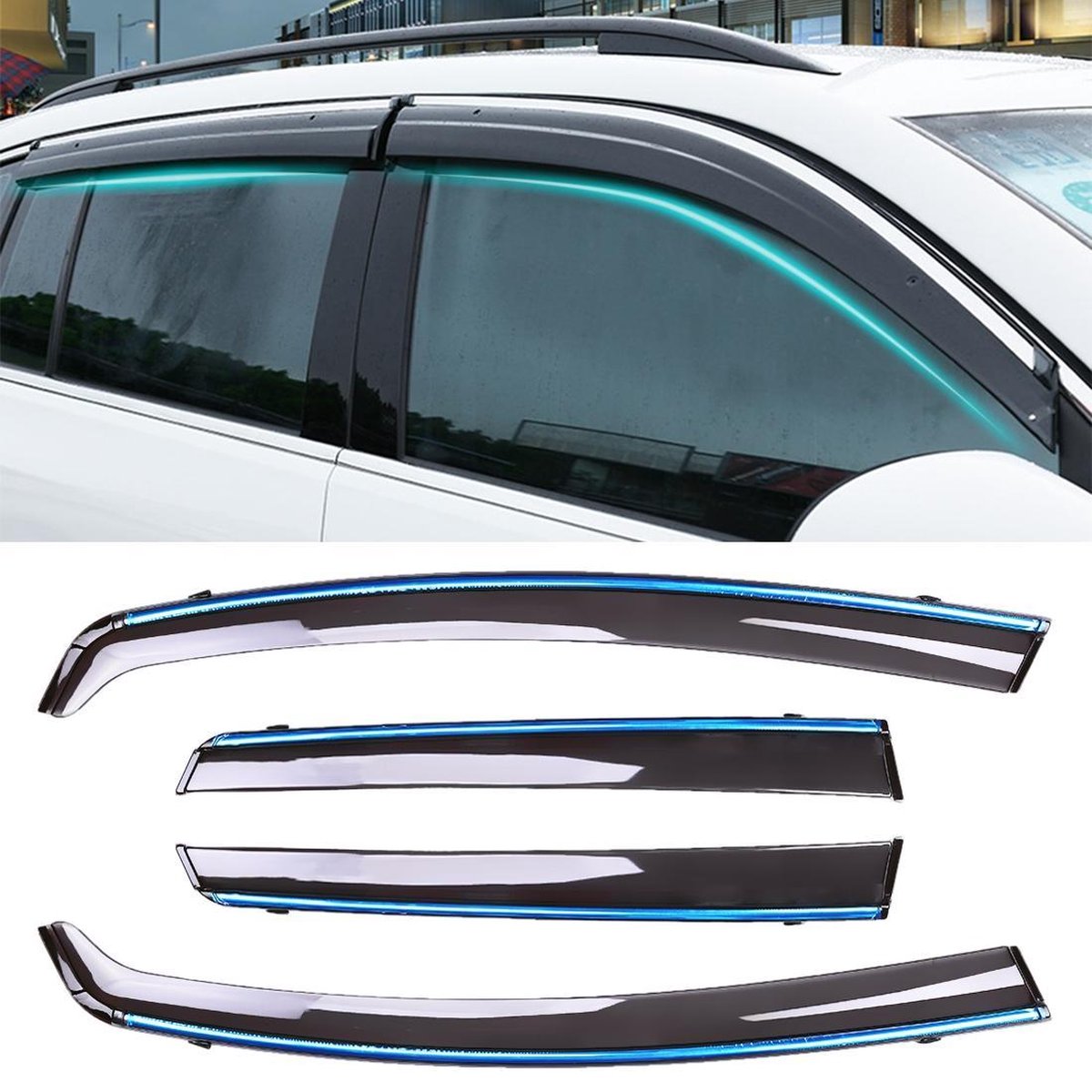 4 STKS Raam Sunny Rain Vizier Zonnescherm Sunny Rain Guard voor Honda Fit 2014-2018 Versie Derde Generatie Hatchback