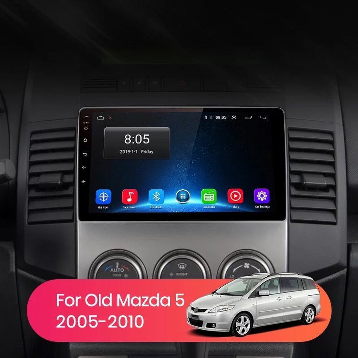 Mazda 5 2005-2010 Android 10 navigatie en multimediasysteem bluetooth USB WiFi 4+64GB