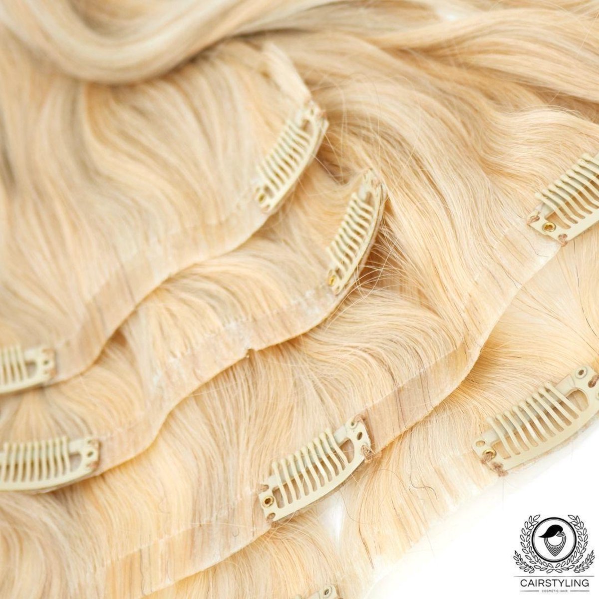 CAIRSTYLING CS632 Super Double INVISIBLE Clip-Ins Human Hair Warm & Cool Blonde Tones Natural Highlights Remy Extensions - 110 Gram 22 Inch / 55 CM Lengte - Trending Onzichtbare Band Haaraanzet - New 2021