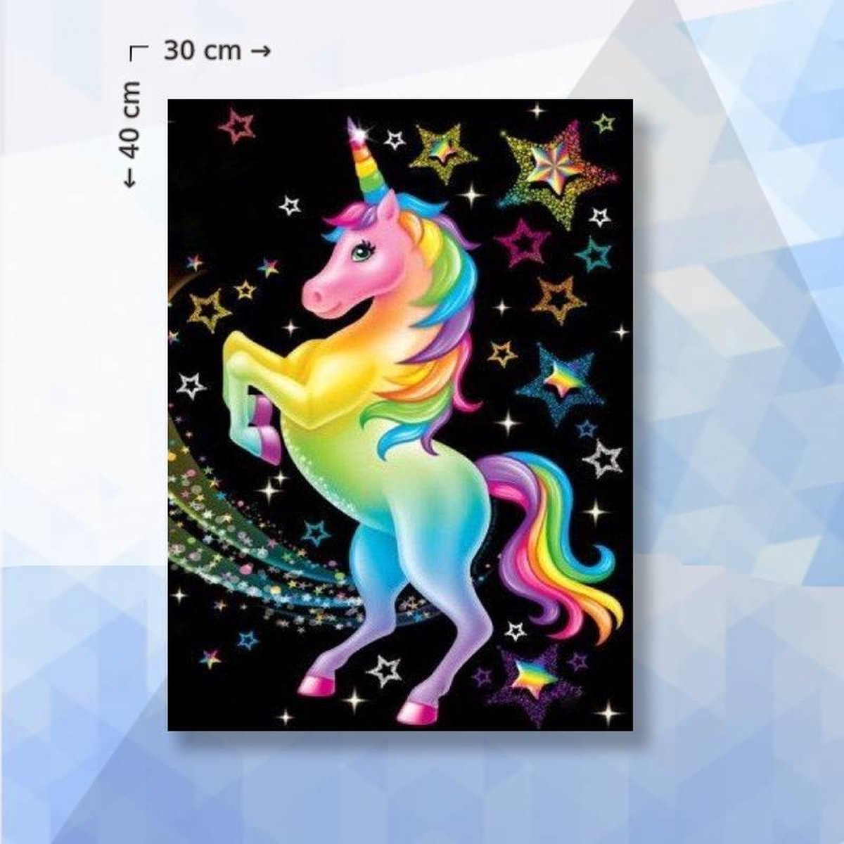 Diamond Painting Pakket Eenhoorn Met Sterren - ronde steentjes - 30 x 40 cm
