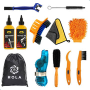 ROLA 12-delige Fietsketting Reiniger Set - Kettingreiniger Fiets – Fietskettingreiniger - Fietsreinigingsset - Fietsonderhoudsmiddelen - Ontvetter Fiets - Fietsonderhoud - Fietsolie