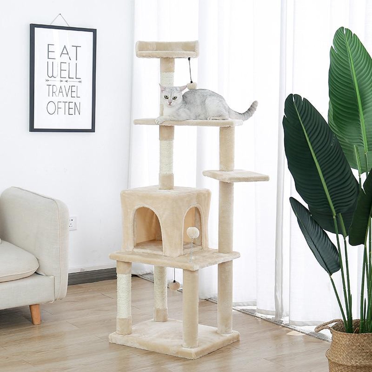 TBG Krabpaal Huis Toren Condo Kat Krabpalen voor Kat Kitten Kat Springen Speelgoed met Ladder Speelboom AMT0043BG