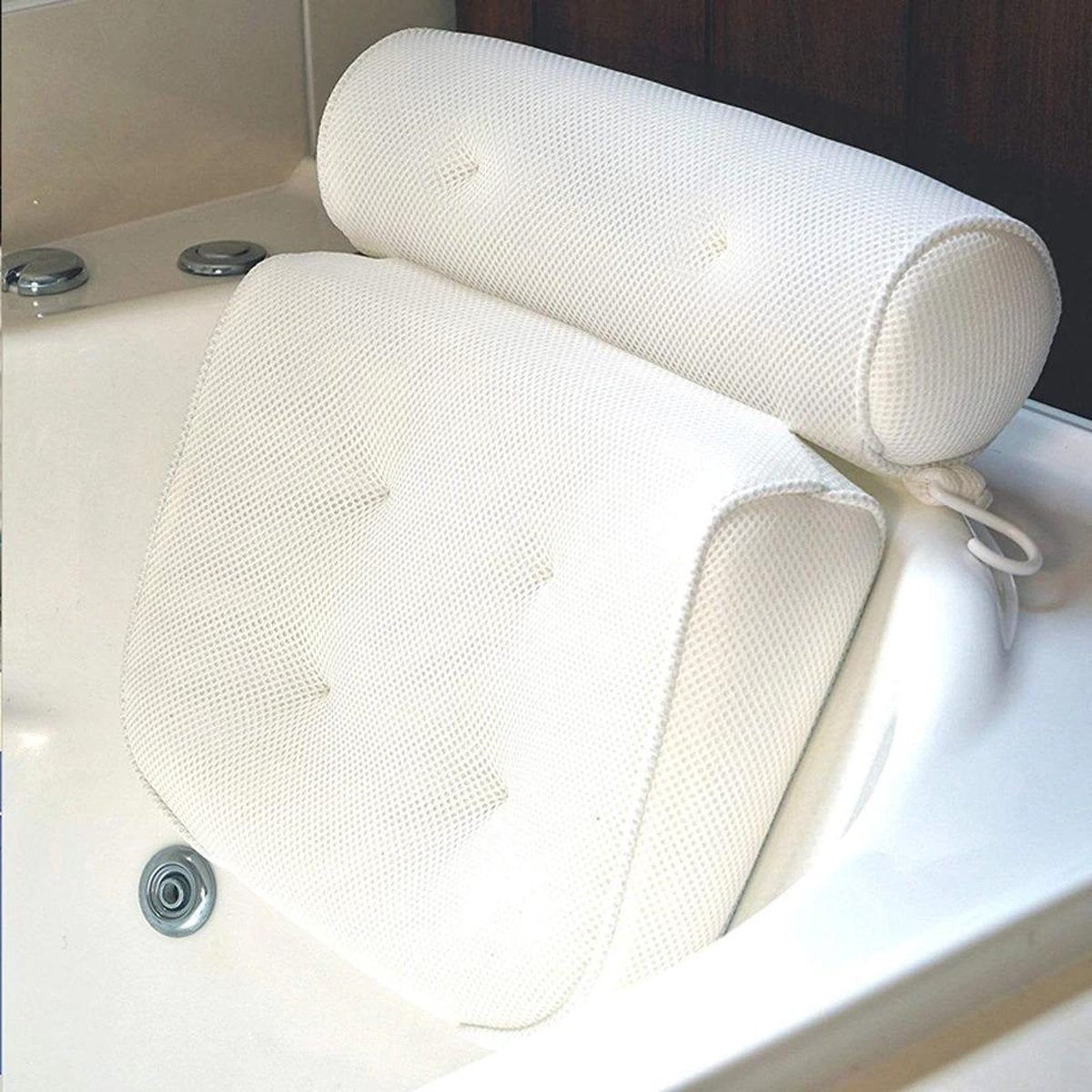 Luxe Badkussen - Badkussen met Zuignappen - Jacuzzi Kussen - Kussen voor in Bad - Hoofdsteun Kussen - Badkamer Accessoires - Wit