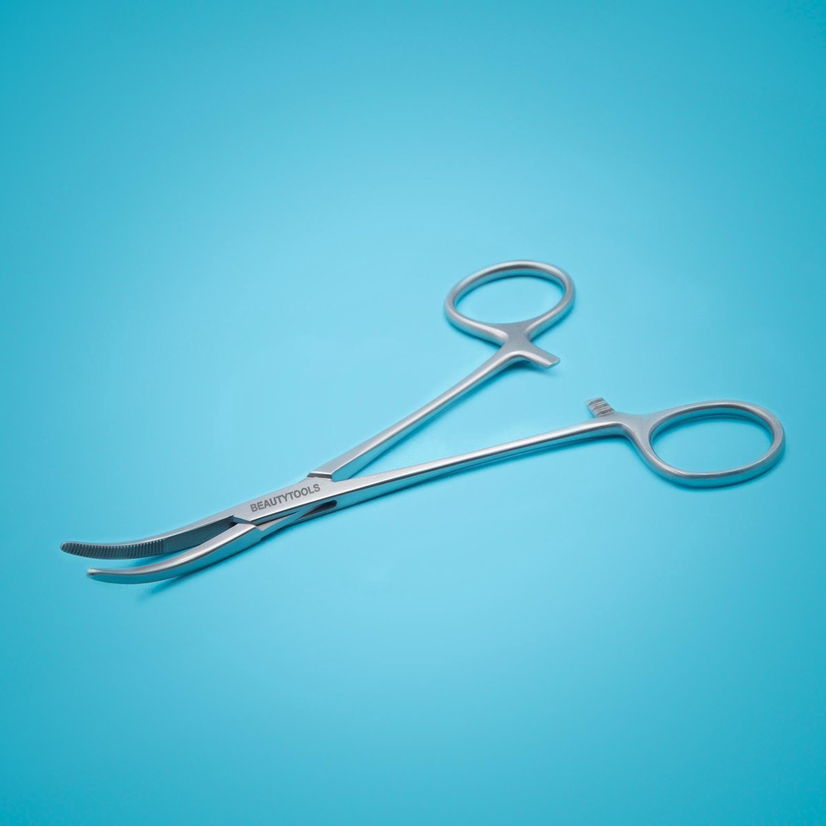 Beautytools INOX Klemschaar Gebogen Met Klemmechanisme - Getande Grijpbekken - 16 cm (MS-1185)