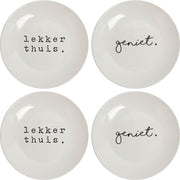 Gusta Bordenset 2 stuks Ø˜20 cm "Geniet" en "Lekker thuis" - wit - set 2 stuks
