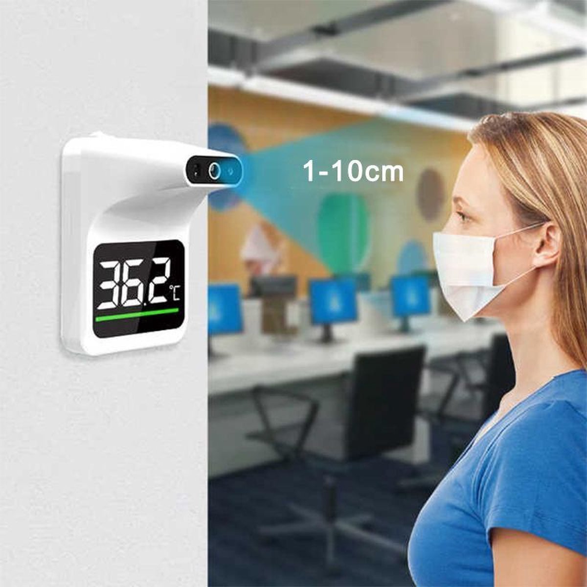 Automatische Infrarood Thermometer - CE gecertificeerd -  Voorhoofd Thermometer - LCD display - Koortsmeter - Professionele Digitale Thermometer - Contactloos - Muur / Wand thermometer - Ideaal voor Thuis