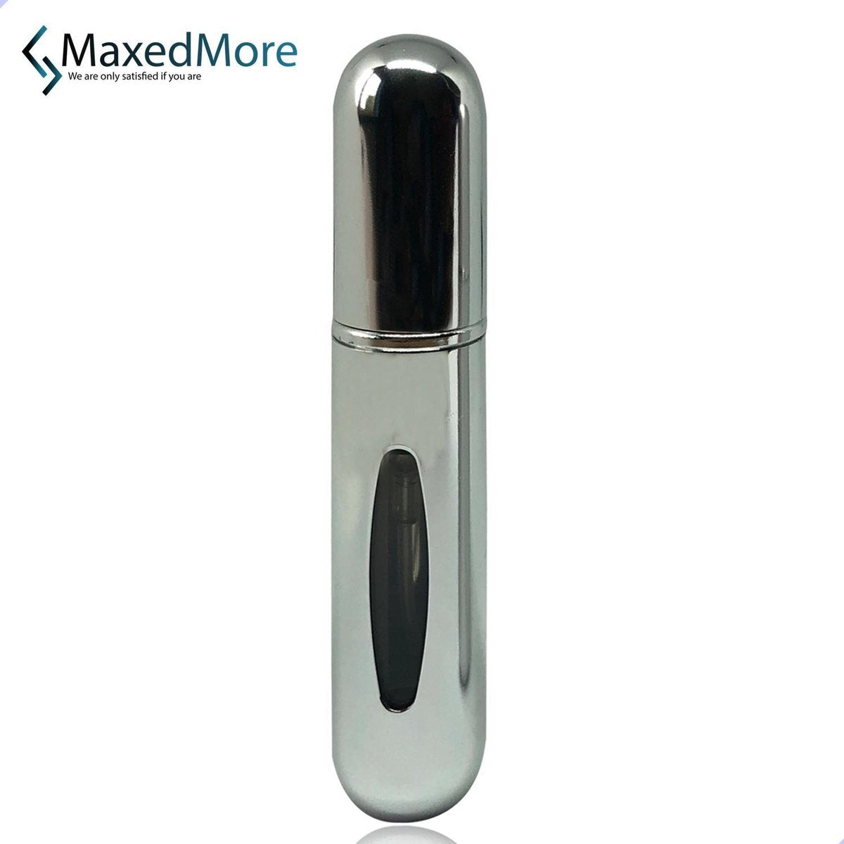MaxedMore Navulbare Parfumverstuiver 5ml Zilver - 65 Keer Spraybare Parfum Verstuiver - Hervulbaar Tasverstuiver voor Parfum - Meeneem Mini Geur Flesje voor op Reis - Lipstick Formaat Navulbaar Parfumflesje