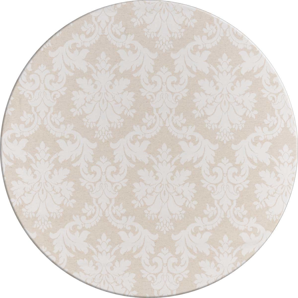 MixMamas Rond Tafelkleed Gecoat Jacquard - Ø 160 cm – Chateau Barok - Beige