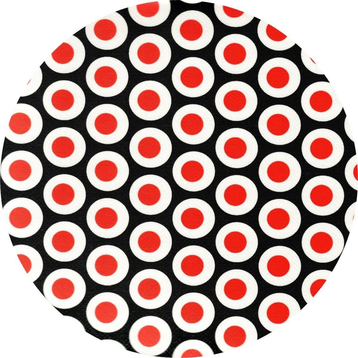 MixMamas Rond Tafelzeil - Ø 140 cm - Oogjes - Zwart/Rood